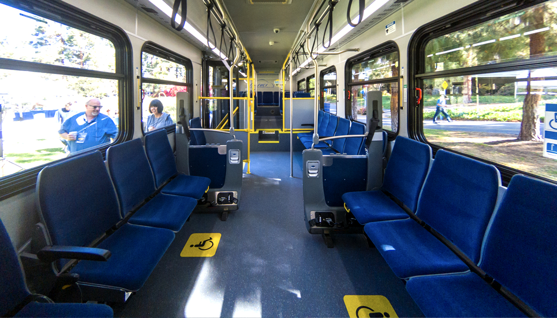 interior view of Anteater Express bus
